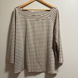 I.N. Studio Woman - Striped Blouse - Cream and Black - Size 3X